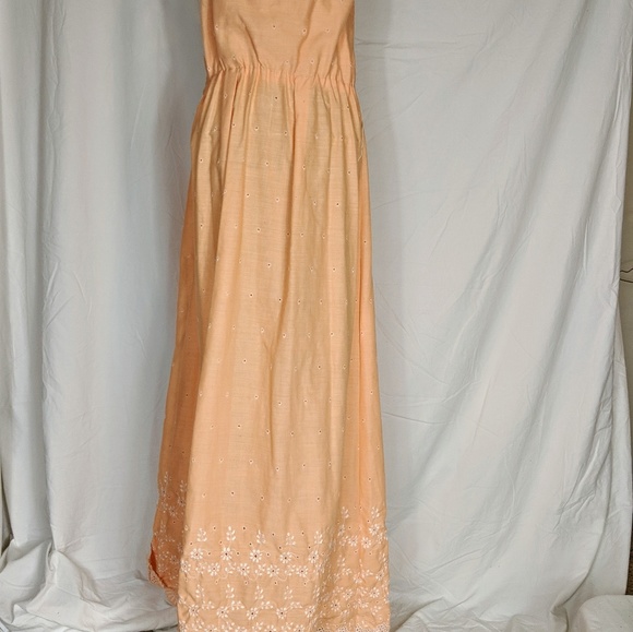 1970s Vintage Handmade Maxi Sundress in Peach - Picture 7 of 8
